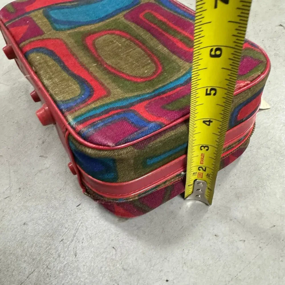 Vintage MOD? 1960/70's Mini Suitcase / Cosmetic Case Hippie Colorful Groovy